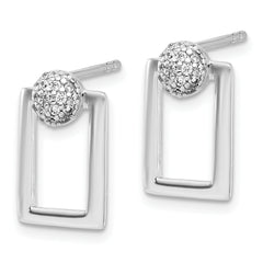 Sterling Silver RH-plated Micro Pave CZ Rectangle Earrings and Pendant Set