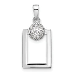Sterling Silver RH-plated Micro Pave CZ Rectangle Earrings and Pendant Set
