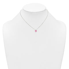 Sterling Silver Polished Pink Enamel Open Heart Childrens 14 inch Necklace and Post Earrings Set