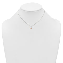 Sterling Silver Rose-tone White CZ Star Childrens 14 inch Necklace and Post Earrings Set