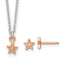 Sterling Silver Rose-tone White CZ Star Childrens 14 inch Necklace and Post Earrings Set