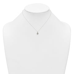 Sterling Silver Polished White CZ Angel Childrens 14 inch Necklace and Post Earrings Set