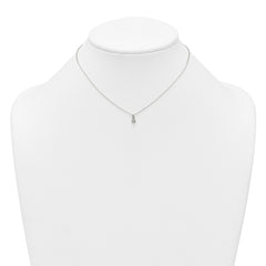 Sterling Silver Polished 4mm White CZ Childrens 14 inch Necklace and Post Earrings Set