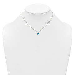 Sterling Silver Polished Blue and Black Enameled Dolphin Childrens 14 inch Necklace and Post Earrings Set