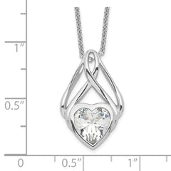 Sentimental Expressions Sterling Silver Rhodium-plated CZ Wrapped Around My Heart 18in Necklace