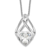 Sentimental Expressions Sterling Silver Rhodium-plated CZ Wrapped Around My Heart 18in Necklace