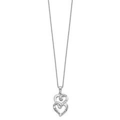 Sentimental Expressions Sterling Silver Rhodium-plated CZ To My Sister 18in Heart Necklace