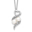 Freshwater Pearl Cubic Zirconia Friendship Necklace in Sterling Silver, 18 Inch - Sophia Jewelers