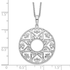 Sentimental Expressions Sterling Silver Rhodium-plated Polished Family Heart Strings 18in Necklace