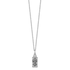 Sentimental Expressions Sterling Silver Rhodium-plated Antiqued Rectangle Box Cross Ash Holder 18 Inch Necklace