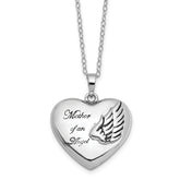 Sentimental Expressions Sterling Silver Rhodium-plated and Antiqued Mother of an Angel Heart Ash Holder 18 Inch Necklace
