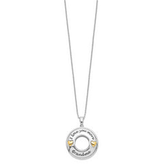 Sentimental Expressions Sterling Silver Gold-plated Antique CZ I Love You More Grandma 18in Necklace