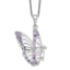 Cubic Zirconia Never Give Up Butterfly Necklace in Sterling Silver, 18 Inch - Sophia Jewelers