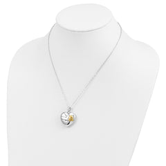 Sentimental Expressions Sterling Silver Rhodium-plated Antiqued Gold-tone Accent Until We Meet Again Heart Ash Holder 18 Inch Necklace