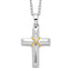Sentimental Expressions Sterling Silver Rhodium-plated CZ Gold-tone Accent Cross Ash Holder 18 Inch Necklace