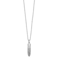 Sentimental Expressions Sterling Silver Rhodium-plated Antiqued Lined Bullet Ash Holder 18 Inch Necklace