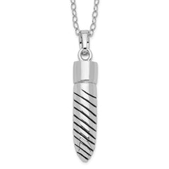 Sentimental Expressions Sterling Silver Rhodium-plated Antiqued Lined Bullet Ash Holder 18 Inch Necklace