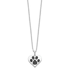 Sentimental Expressions Sterling Silver Rhodium-plated Antiqued Black Paw In Heart Ash Holder 18 Inch Necklace