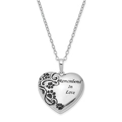 Sentimental Expressions Sterling Silver Rhodium-plated Antiqued Pet Ash Holder 18 Inch Necklace