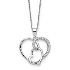 Sentimental Expressions Sterling Silver Rhodium-Rhodium-Plated CZ Together In Love 18in Necklace
