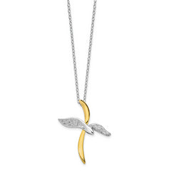 Sentimental Expressions Sterling Silver Gold-tone Faith In Flight 22in Necklace
