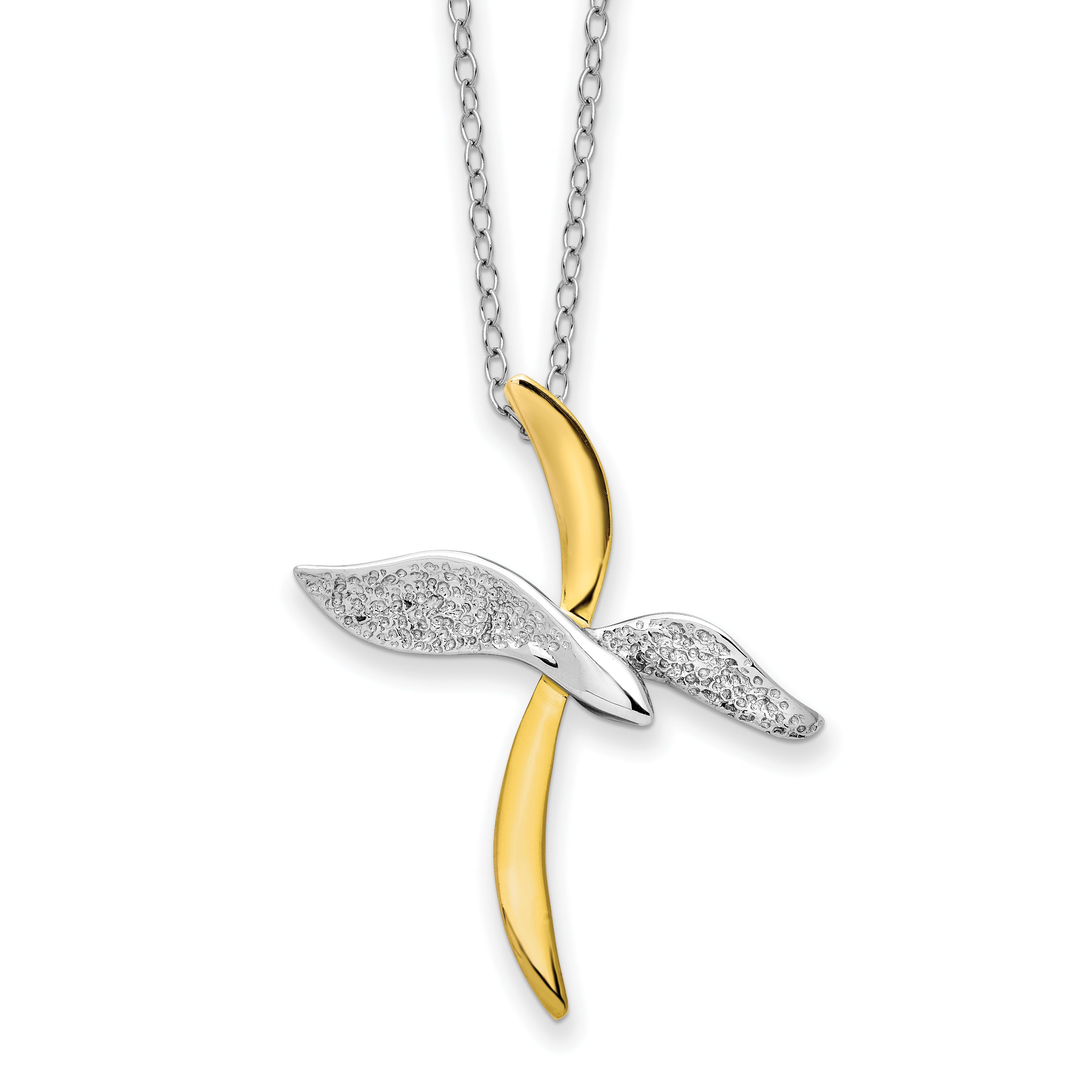 Sentimental Expressions Sterling Silver Gold-tone Faith In Flight 22in Necklace