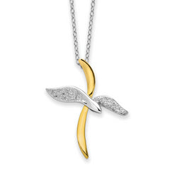 Sentimental Expressions Sterling Silver Gold-tone Faith In Flight 22in Necklace