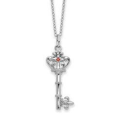Sentimental Expressions Sterling Silver Rhodium-Rhodium-Plated Red CZ Antiqued Key of David 18in Necklace