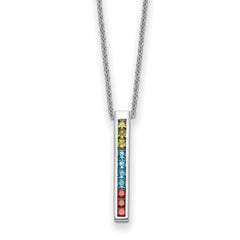Sentimental Expressions Sterling Silver Rhodium-Rhodium-Plated Multi-Color CZ Color Me Happy 18in Necklace