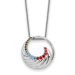 Sentimental Expressions Sterling Silver Rhodium-Rhodium-Plated Multi-color CZ Color Me Happy Circle 18in Necklace