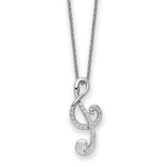 Sentimental Expressions Sterling Silver Rhodium-Rhodium-Plated CZ Music 18in Necklace