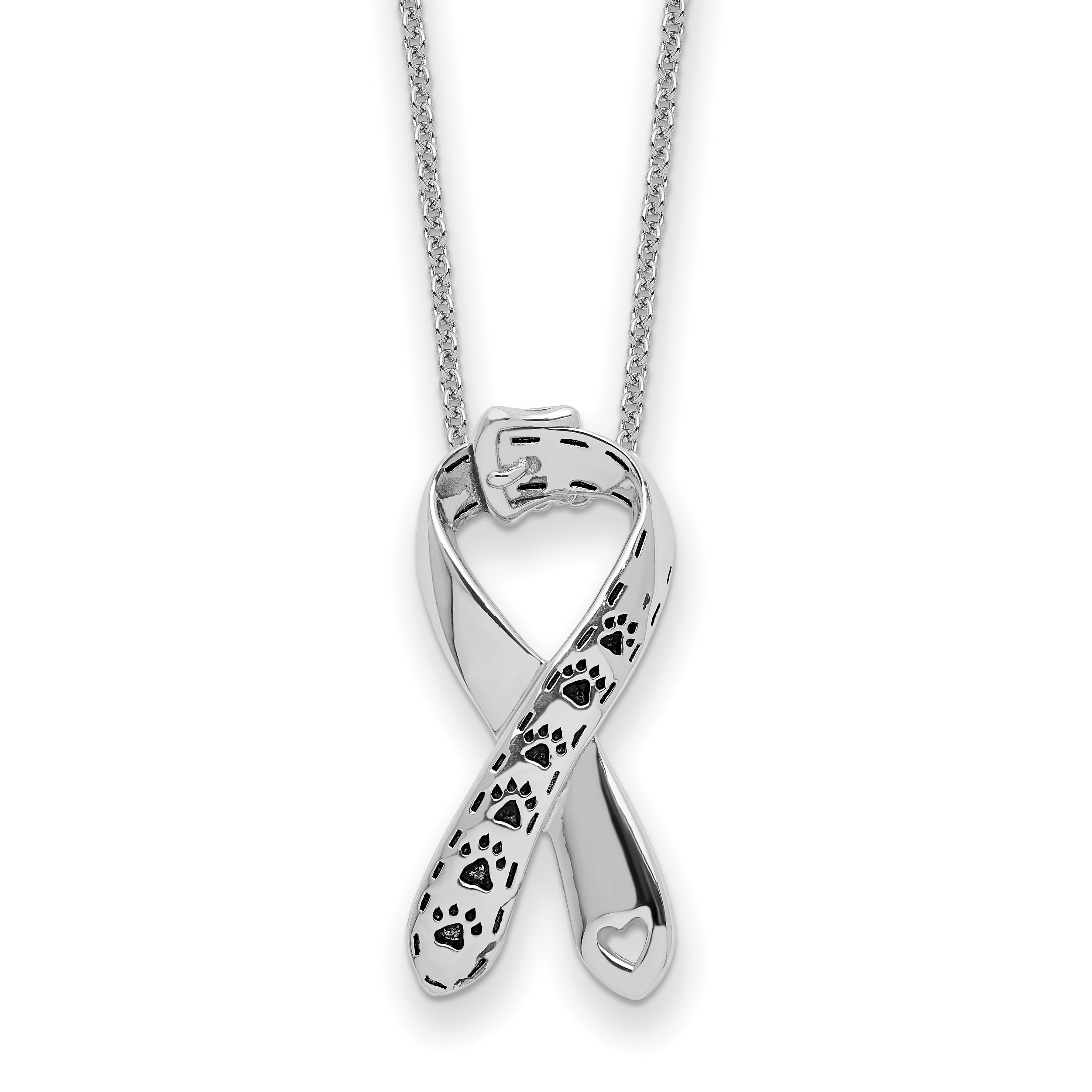 Sentimental Expressions Sterling Silver Rhodium-Rhodium-Plated Antiqued Citizens Against Animal Cruelty 22in Necklace