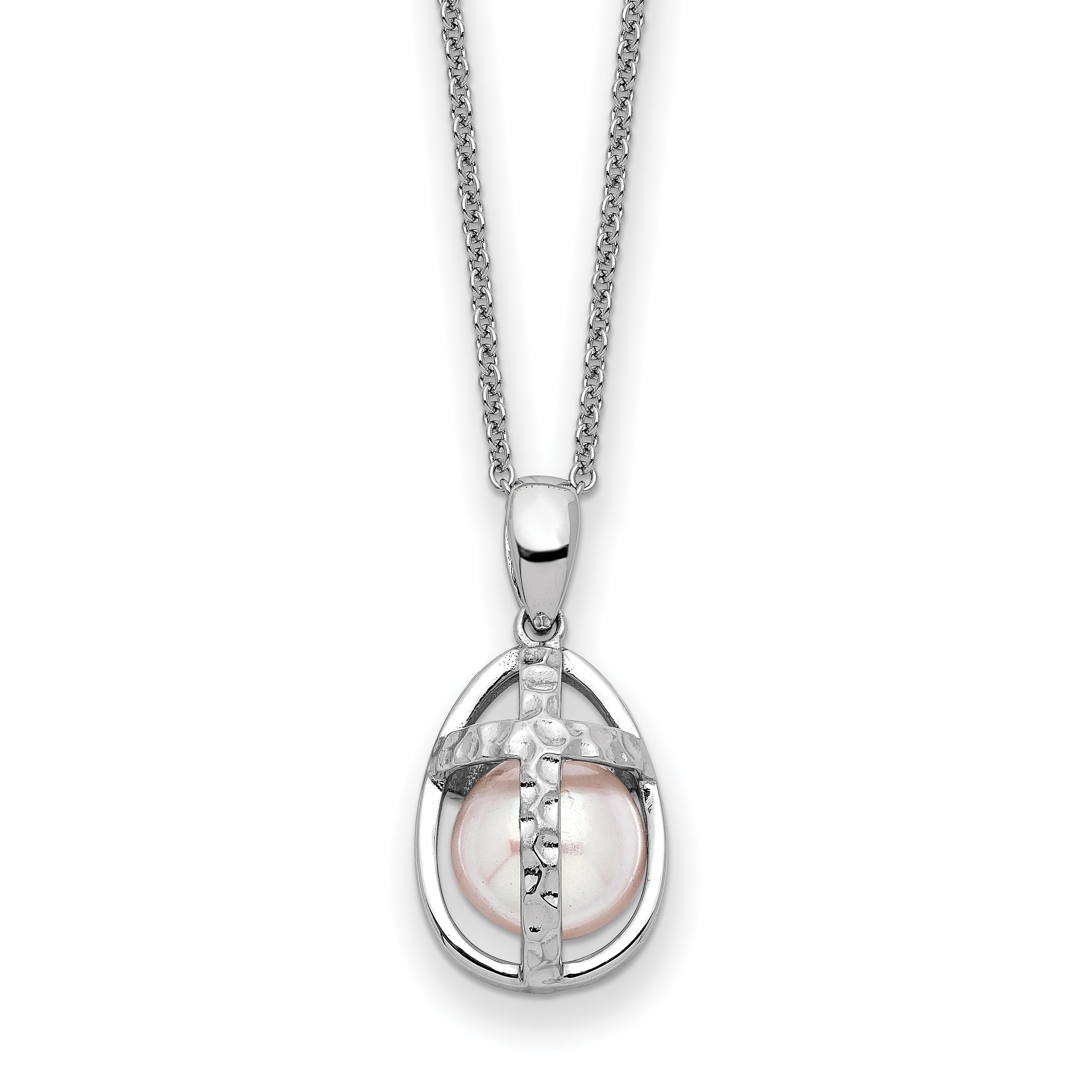 Sentimental Expressions Sterling Silver Rhodium-Rhodium-Plated FWC Pearl Commitment 18in Necklace