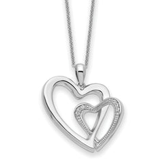 Sentimental Expressions Sterling Silver Rhodium-Rhodium-Plated CZ You and Me Heart 18in Necklace