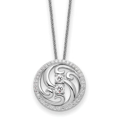 Sentimental Expressions Sterling Silver Rhodium-Rhodium-Plated CZ Through The Years Swirl Circle 18in Necklace