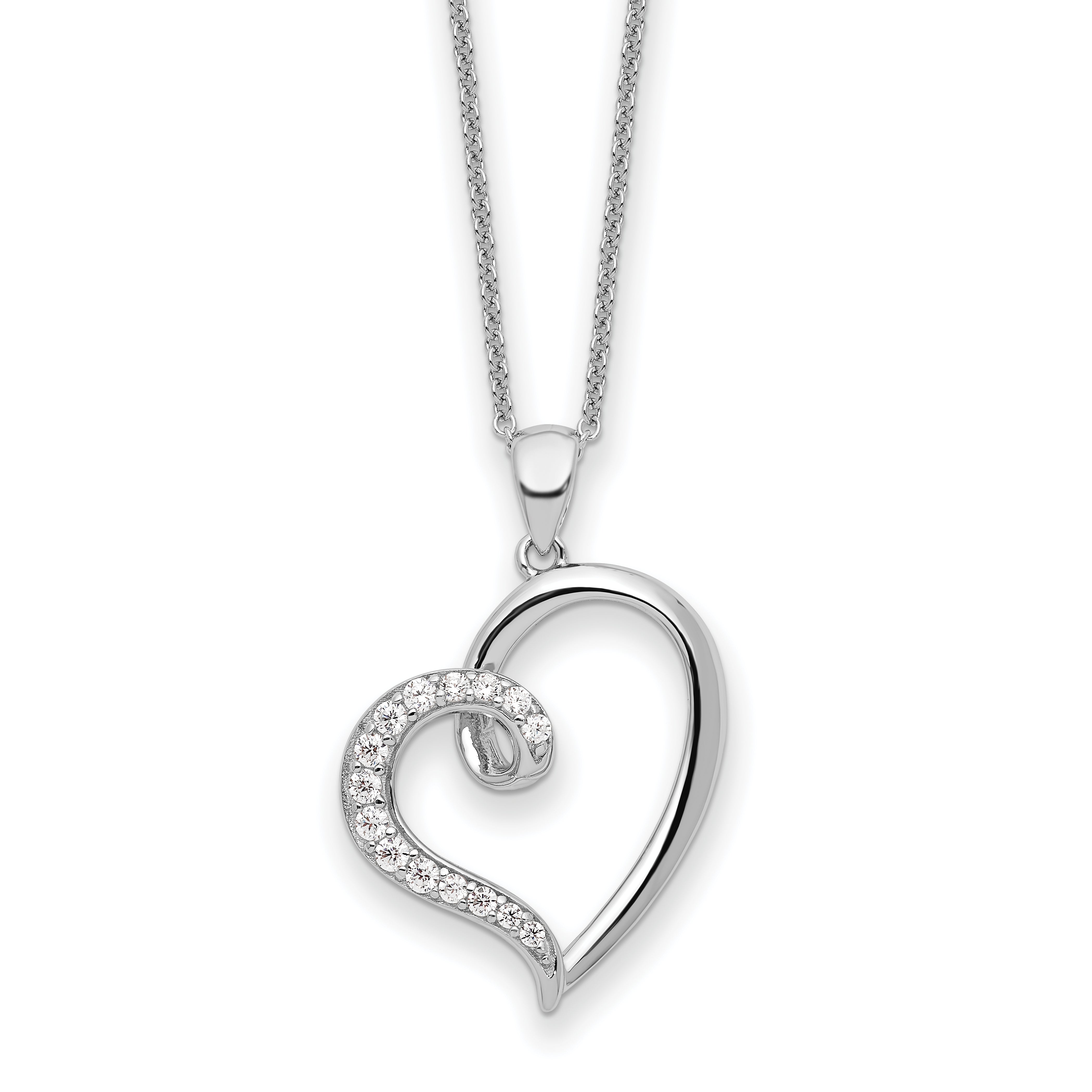 Sentimental Expressions Sterling Silver Rhodium-Rhodium-Plated CZ Friendship Heart 18in Necklace