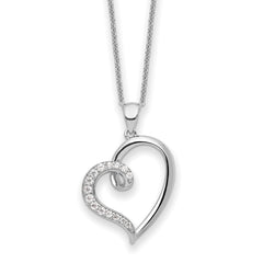 Sentimental Expressions Sterling Silver Rhodium-Rhodium-Plated CZ Friendship Heart 18in Necklace