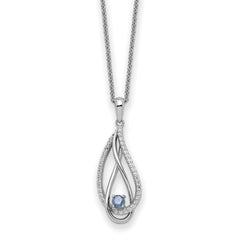 Sentimental Expressions Sterling Silver Rhodium-Rhodium-Plated Mar CZ Always in my Heart Birthstone 18in Necklace
