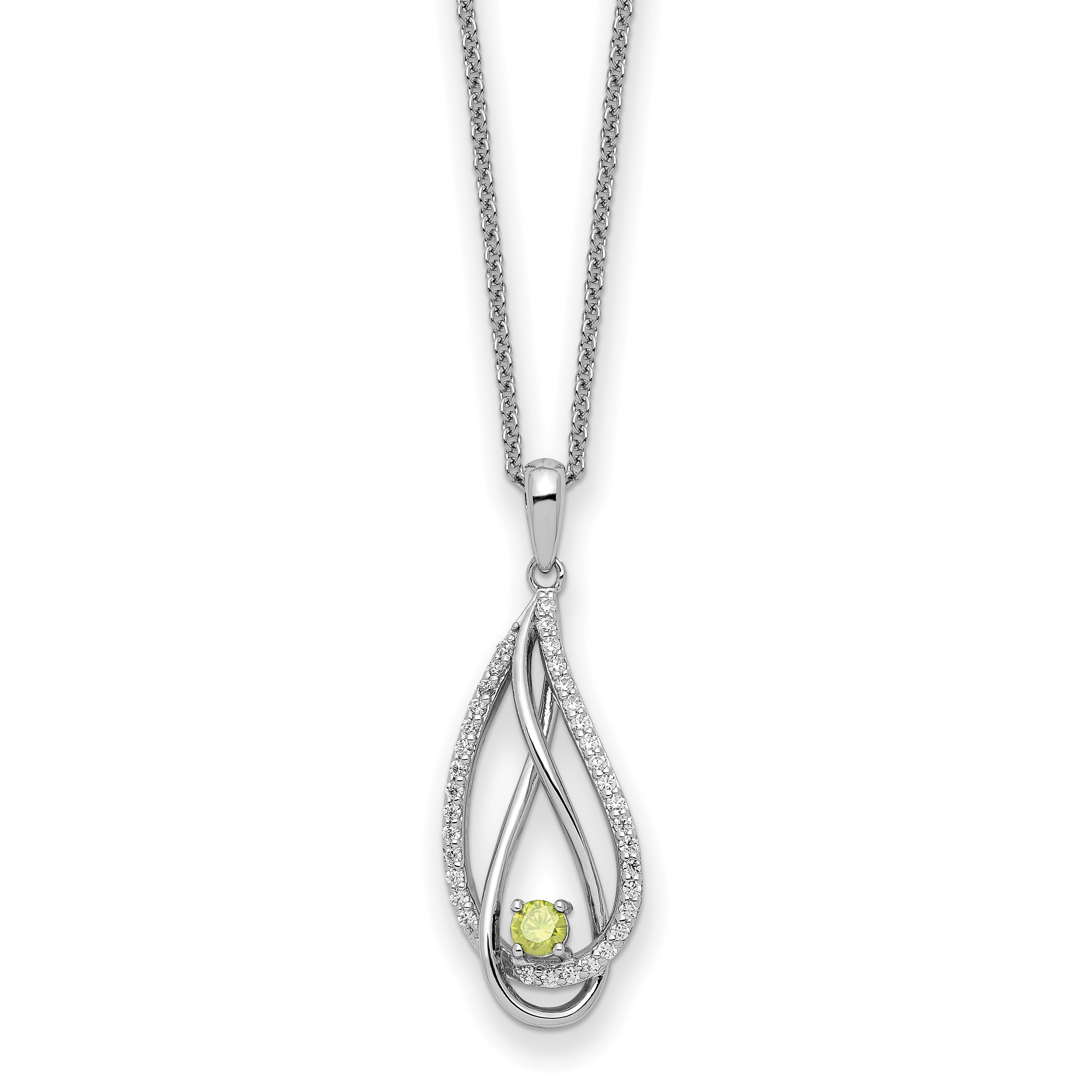 Sentimental Expressions Sterling Silver Rhodium-Rhodium-Plated Aug CZ Always in my Heart Birthstone 18in Necklace