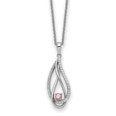 Sentimental Expressions Sterling Silver Rhodium-Rhodium-Plated Oct CZ Always in my Heart Birthstone 18in Necklace