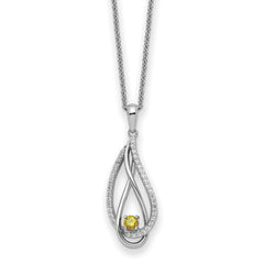 Sentimental Expressions Sterling Silver Rhodium-Rhodium-Plated Nov CZ Always in my Heart Birthstone 18in Necklace
