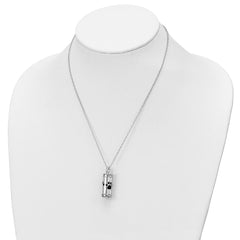 Sentimental Expressions Sterling Silver Rhodium-plated Antiqued Cylinder with Paws Ash Holder 18 Inch Necklace