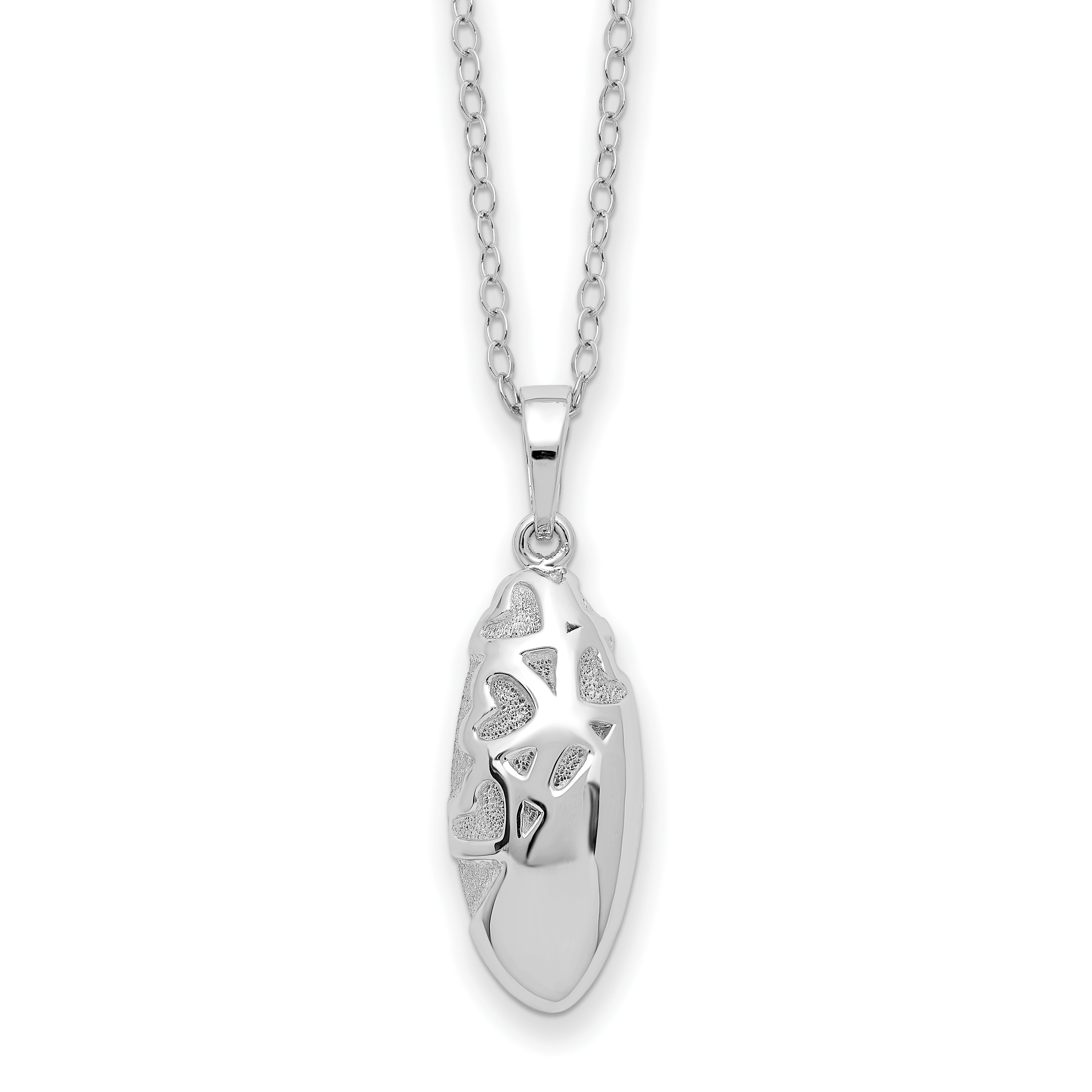 Sentimental Expressions Sterling Silver Rhodium-plated Scrolled Hearts Ash Holder 18 Inch Necklace