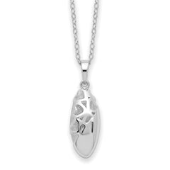Sentimental Expressions Sterling Silver Rhodium-plated Scrolled Hearts Ash Holder 18 Inch Necklace
