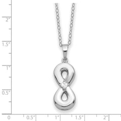 Sentimental Expressions Sterling Silver Rhodium-plated CZ Infinity Ash Holder 18 Inch Necklace