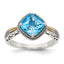 Accent Cushion Blue Topaz Ring in Sterling Silver, Antiqued - Sophia Jewelers