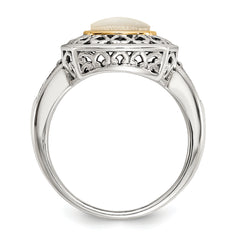 Shey Couture Sterling Silver with 14K Accent Antiqued Mother Of Pearl Ring