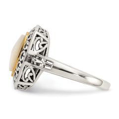 Shey Couture Sterling Silver with 14K Accent Antiqued Mother Of Pearl Ring