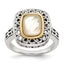 Accent Mother of Pearl Ring in Sterling Silver, 2mm Antiqued, Size 6–8 - Sophia Jewelers