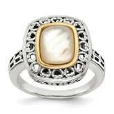 Shey Couture Sterling Silver with 14K Accent Antiqued Mother Of Pearl Ring